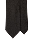 Jet Black Wave Dot Pattern Woven Silk Ceremony Tie