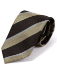 Classic Stripe Dark Navy Olive Green Silk Tie