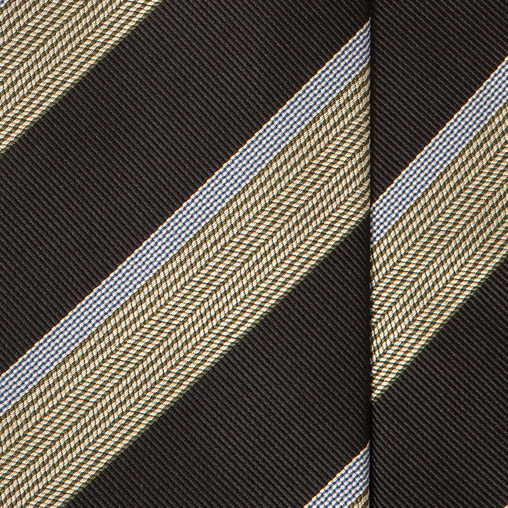 Classic Stripe Dark Navy Olive Green Silk Tie