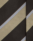 Classic Stripe Dark Navy Olive Green Silk Tie