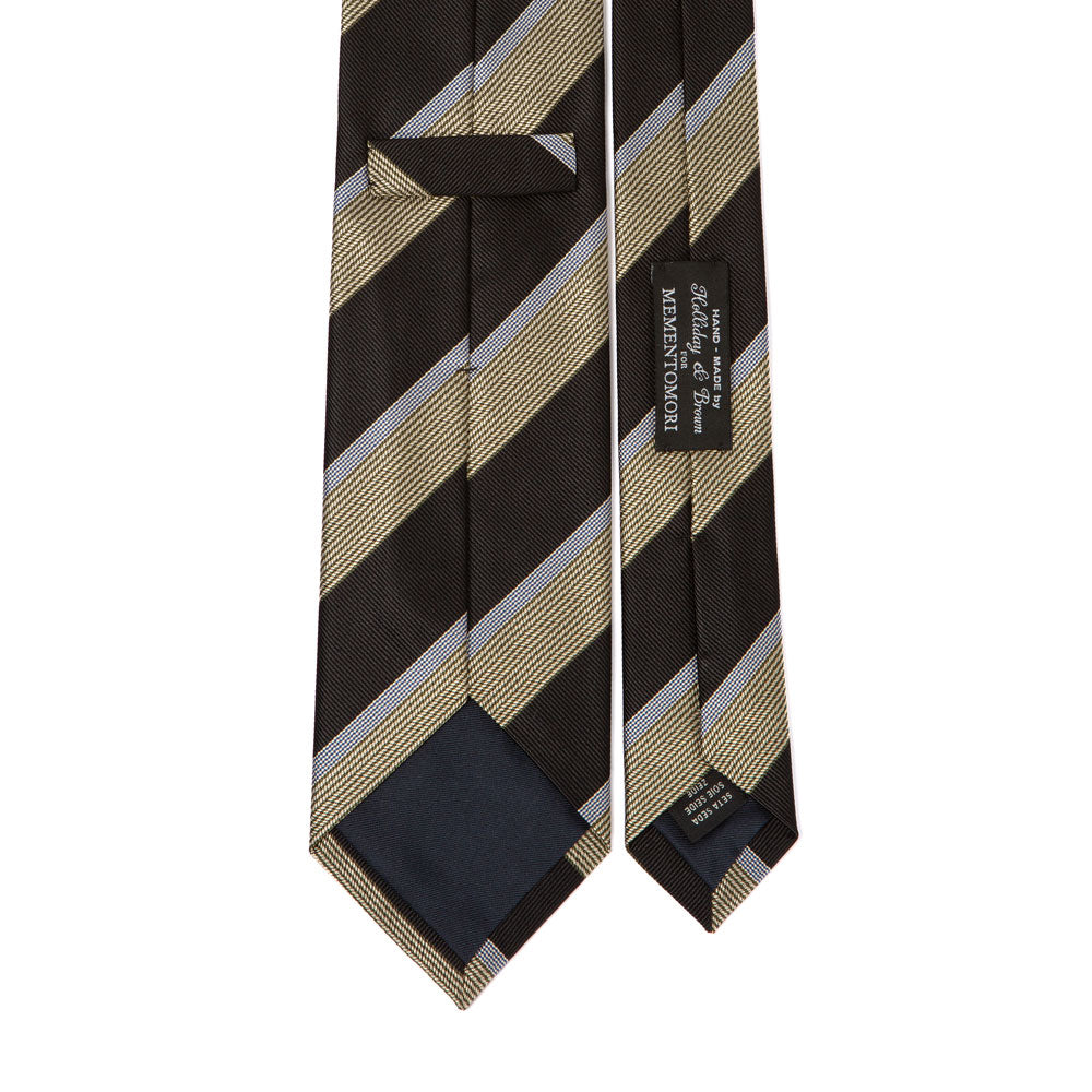 Classic Stripe Dark Navy Olive Green Silk Tie