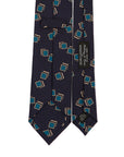 Blue Box Pattern Classic Navy Printed Silk Tie