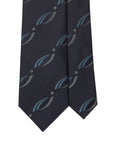 Classic Pattern Navy Blue Gray Woven Silk Tie