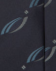 Classic Pattern Navy Blue Gray Woven Silk Tie