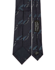 Classic Pattern Navy Blue Gray Woven Silk Tie