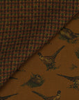 Bird & Houndstooth Double Faced Camel Brown Printed Silk Pocket Square