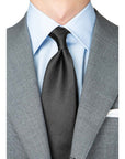 Lattice Pattern Jet Black Jacquard Silk Tie