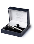 White Acrylic & Polished Metal Tie Clip