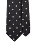 Daisy Flower Pattern Dark Navy Woven Silk Tie