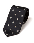 Daisy Flower Pattern Dark Navy Woven Silk Tie