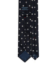 Daisy Flower Pattern Dark Navy Woven Silk Tie