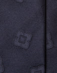 Signature Big Flower Monotone Pattern Deep Navy Woven Silk Tie