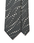 Dotted Wave Stripe Pastel Gray White Printed Silk Tie