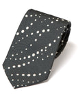 Dotted Wave Stripe Pastel Gray White Printed Silk Tie