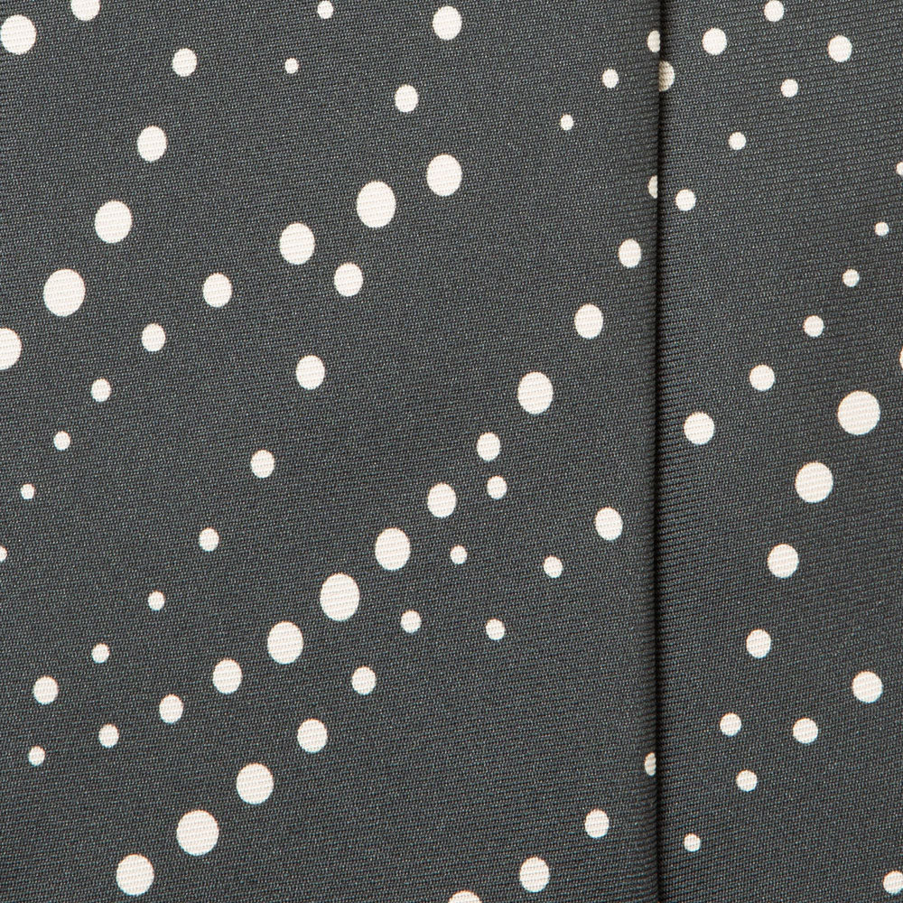 Dotted Wave Stripe Pastel Gray White Printed Silk Tie