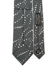 Dotted Wave Stripe Pastel Gray White Printed Silk Tie