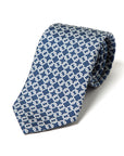 Classic Chain Pattern Navy Printed Silk Tie