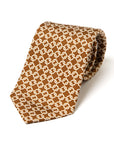 Classic Chain Pattern Brown Printed Silk Tie