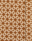 Classic Chain Pattern Brown Printed Silk Tie