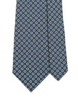 White Flower Pattern Navy Printed Silk Tie