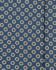 White Flower Pattern Navy Printed Silk Tie