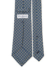 White Flower Pattern Navy Printed Silk Tie