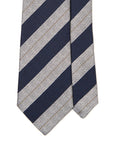 Formal Stripe Dark Navy Silver Silk Cotton Tie