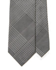 Original Glen Check Pattern Black White Woven Silk Tie