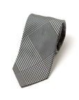 Original Glen Check Pattern Black White Woven Silk Tie