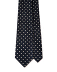 White Flower Pattern Royal Navy Woven Silk Tie