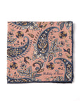 Flower Paisley & Solid Double-Face Baby Pink and Navy Printed Silk Pocket Square
