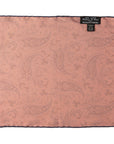 Flower Paisley & Solid Double-Face Baby Pink and Navy Printed Silk Pocket Square