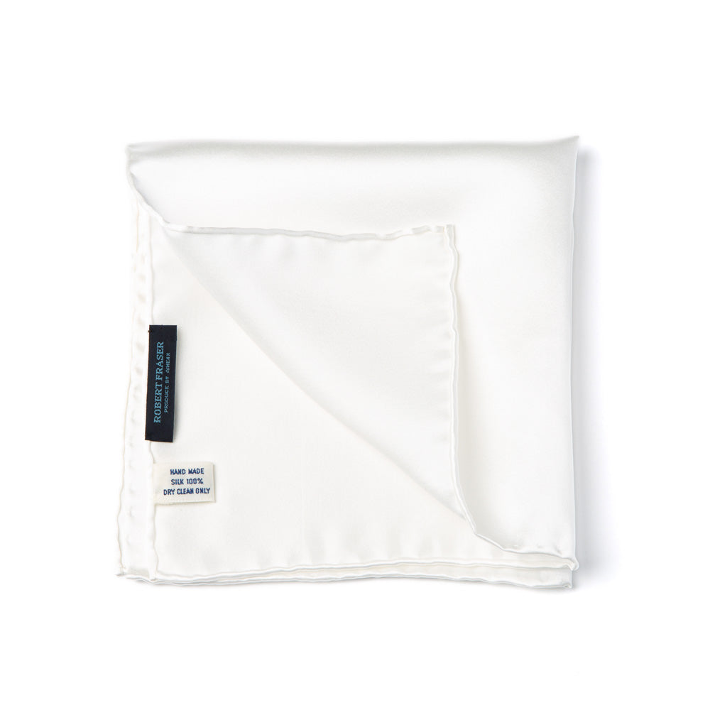 Off White Satin Silk Pocket Square