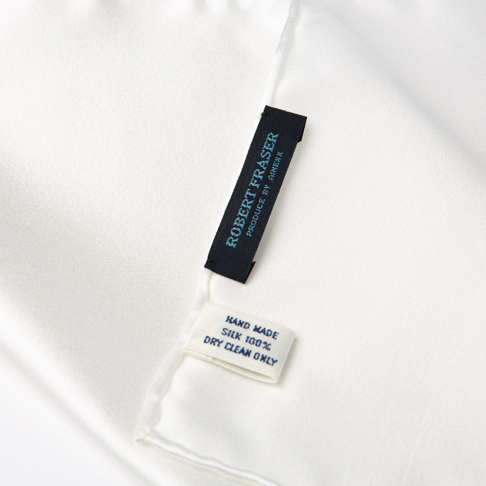 Off White Satin Silk Pocket Square