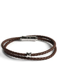 Double Wrap Crisscross Espresso Brown Leather Bracelet