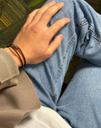 Double Wrap Crisscross Espresso Brown Leather Bracelet