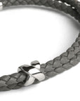 Double Wrap Crisscross Crayon Gray Leather Bracelet