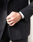 Double Wrap Crisscross Jet Black Leather Bracelet