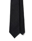 Colombo Seersucker Glen Check Pattern Charcoal Gray Wool Sfoderato Tie