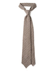 Colombo Seersucker Gingham Check Saddle Brown Wool Sfoderato Tie