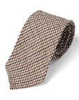 Colombo Seersucker Gingham Check Saddle Brown Wool Sfoderato Tie