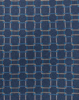 Square Chain Link Pattern Navy Printed Silk Tie