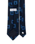 Square Tile Pattern Navy Printed Wool Tie