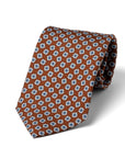 Fiore Pattern Brown Printed Silk Tie