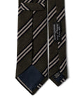 Classic Stripe Khaki Green Black Beige Woven Wool Silk Tie