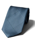 Original Glen Check Pattern Navy Blue Woven Silk Tie