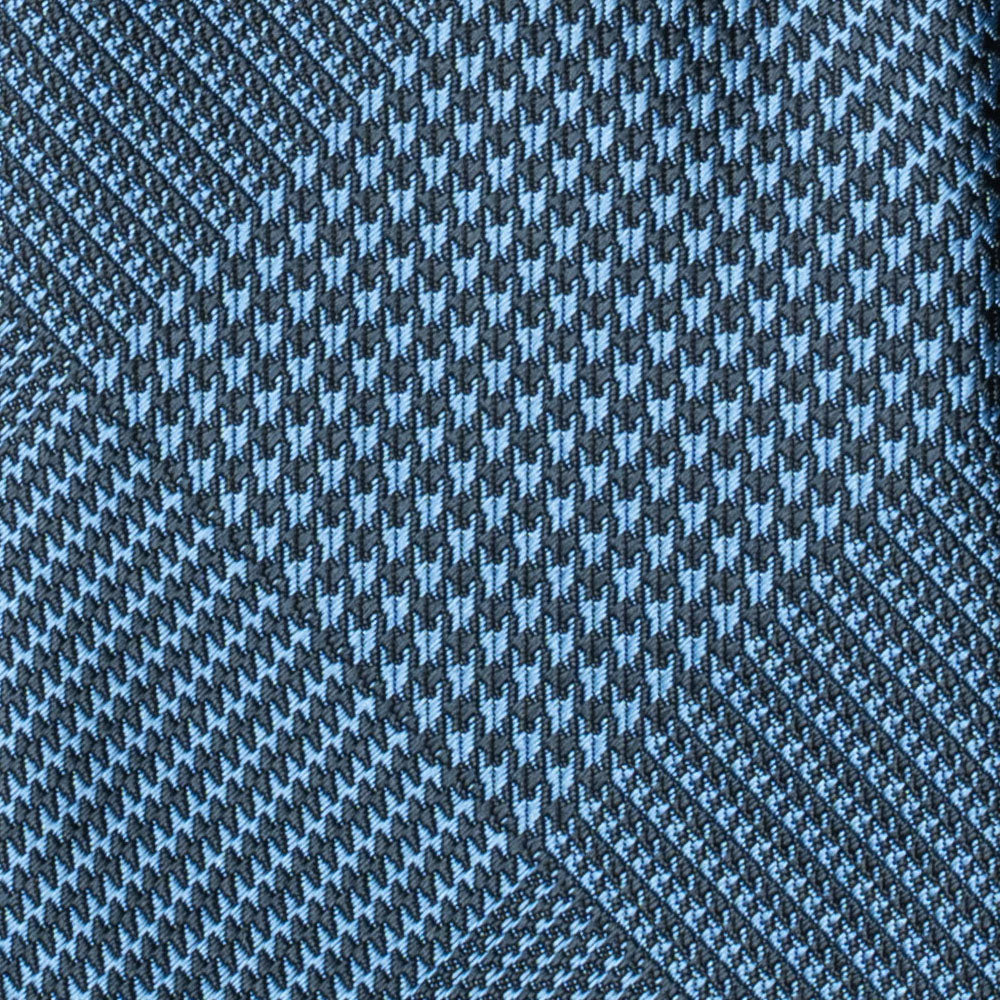 Original Glen Check Pattern Navy Blue Woven Silk Tie