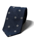 Cosmos Random Pattern Dark Navy Woven Silk Tie