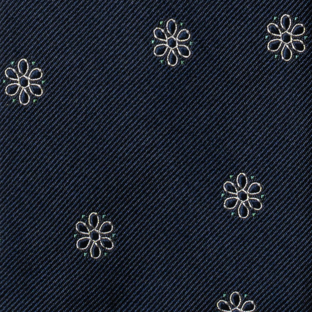 Cosmos Random Pattern Dark Navy Woven Silk Tie