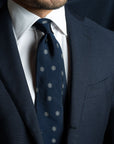 Cosmos Random Pattern Dark Navy Woven Silk Tie